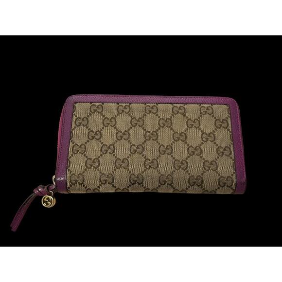 GUCCI GG Supreme Canvas Zip-Around Women's Wallet โ Pink Leather Trim | COA - Picture 2 of 15